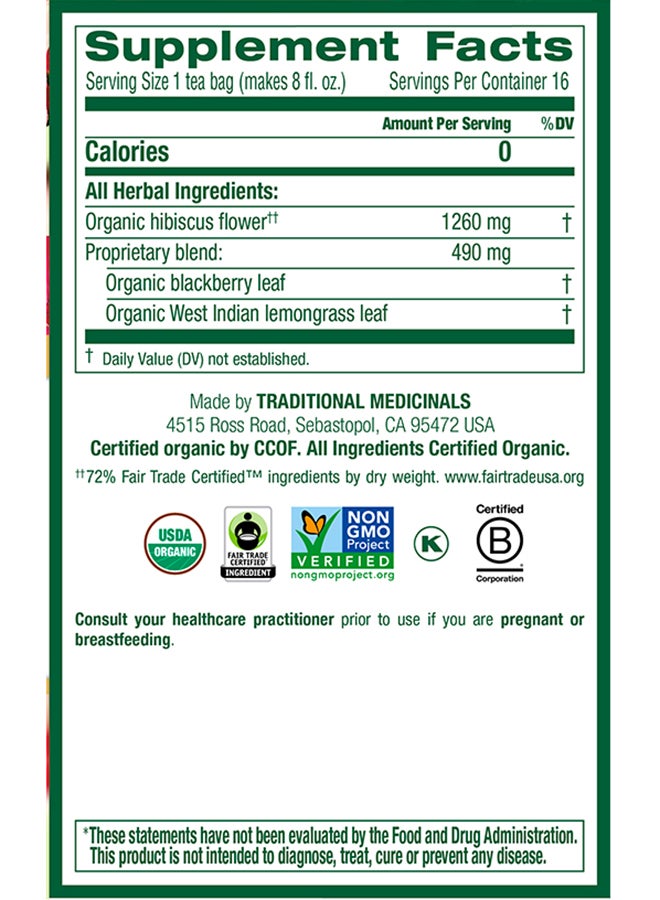 Traditional Medicinals Hibiscus Teabags 50grams Pack of 16 - Image 4